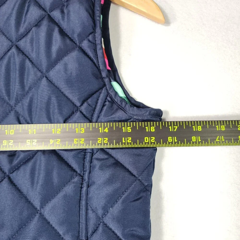 Crown & Ivy Kids Girl Quilted Vest XL Navy Preppy Pockets Full‎ Zip Trendy Belk